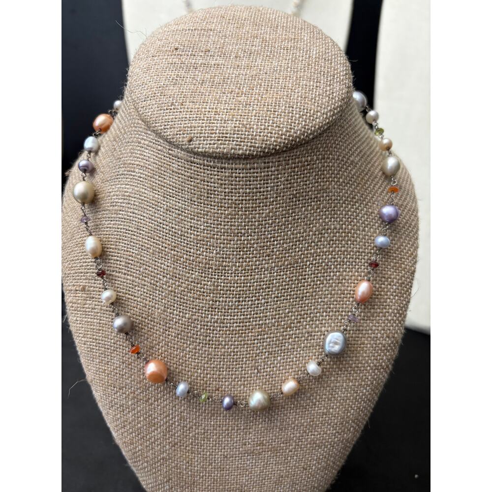Genuine Honora Freshwater Pearl Necklace 17 Inch Sterling Silver 925 19g